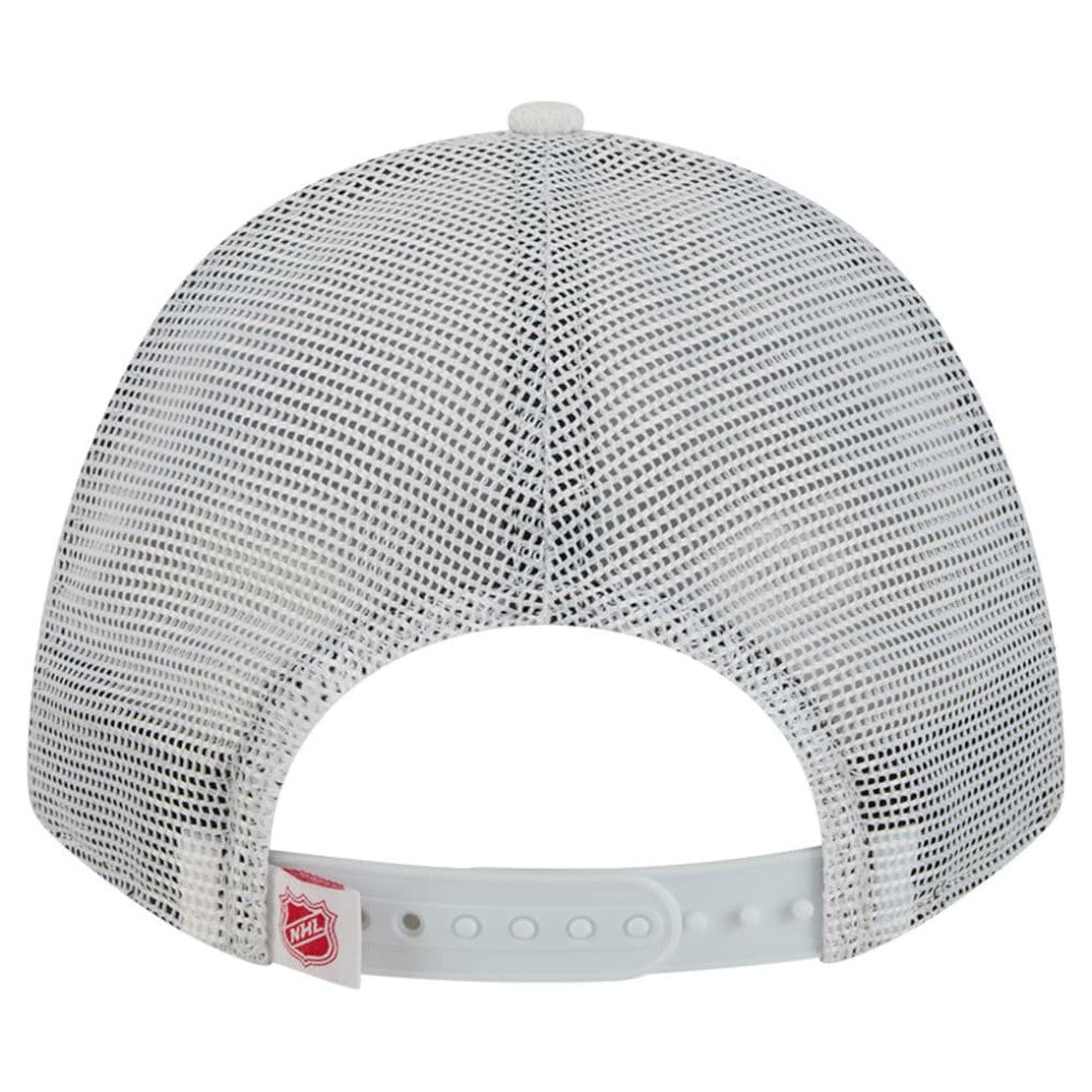 Chicago Blackhawks New Era Hockey Sock 9FORTY A-Frame M-Crown Adjustable Trucker Hat - White/Red Hats