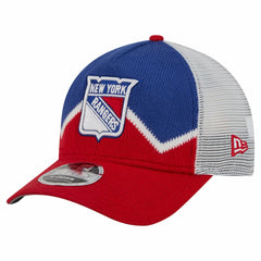 New York Rangers New Era Hockey Sock 9FORTY A-Frame M-Crown Adjustable Trucker Hat - Red/Blue Hats