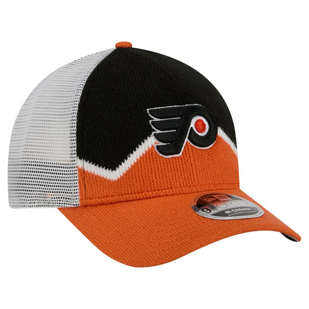 Philadelphia Flyers New Era Hockey Sock 9FORTY A-Frame M-Crown Adjustable Trucker Hat - Orange/Black Hats