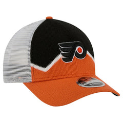 Philadelphia Flyers New Era Hockey Sock 9FORTY A-Frame M-Crown Adjustable Trucker Hat - Orange/Black Hats