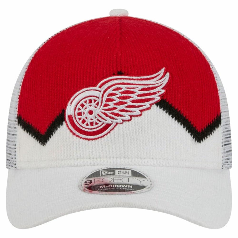 Detroit Red Wings New Era Hockey Sock 9FORTY A-Frame M-Crown Adjustable Trucker Hat - White/Red Hats