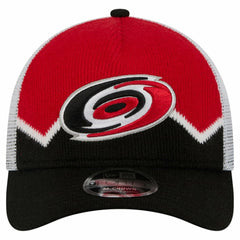 Carolina Hurricanes New Era Hockey Sock 9FORTY A-Frame M-Crown Adjustable Trucker Hat - Black/Red Hats