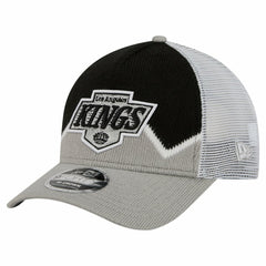 Los Angeles Kings New Era Hockey Sock 9FORTY A-Frame M-Crown Adjustable Trucker Hat - Silver/Black Hats