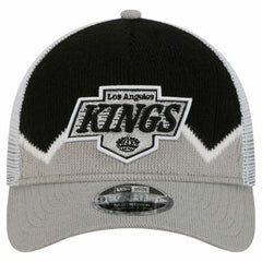 Los Angeles Kings New Era Hockey Sock 9FORTY A-Frame M-Crown Adjustable Trucker Hat - Silver/Black Hats