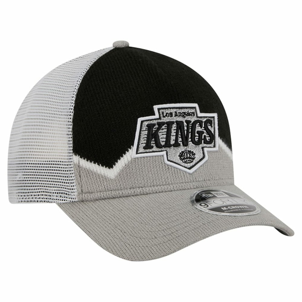 Los Angeles Kings New Era Hockey Sock 9FORTY A-Frame M-Crown Adjustable Trucker Hat - Silver/Black Hats