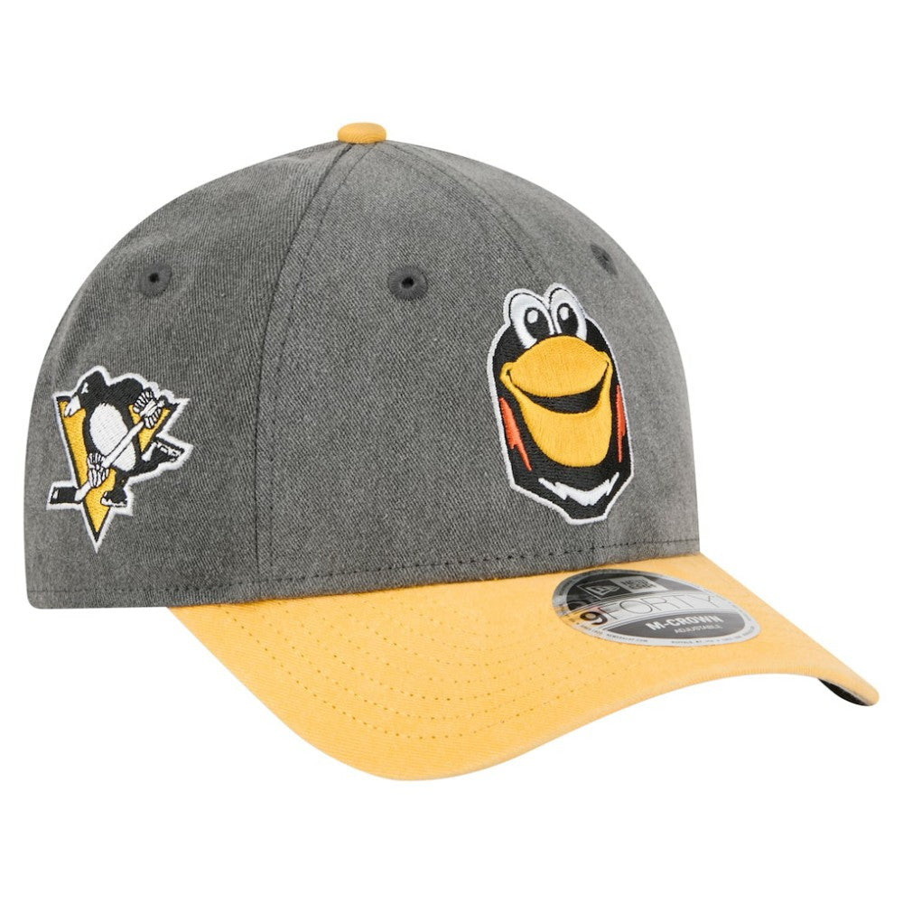 Pittsburgh Penguins New Era Mascot 2-Tone 9FORTY Adjustable Hat - Black/Gold Hats
