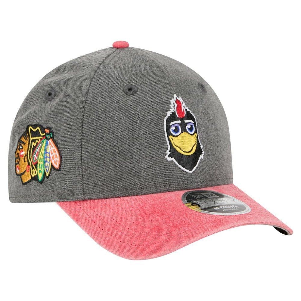 Chicago Blackhawks New Era Mascot 2-Tone 9FORTY Adjustable Hat - Black/Red Hats