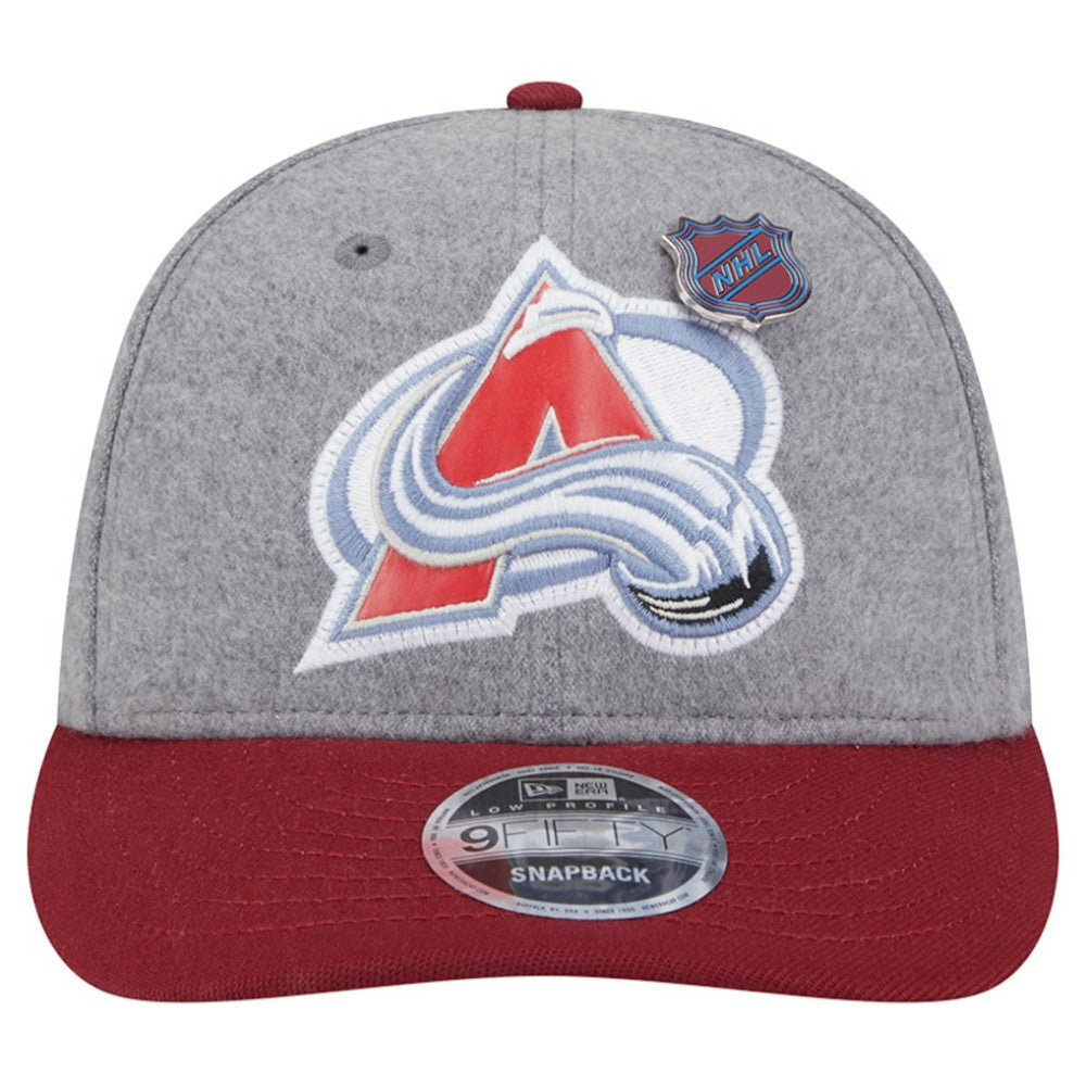 Colorado Avalanche New Era Wool Pin Low Profile 9FIFTY Snapback Hat - Gray/Burgundy Hats