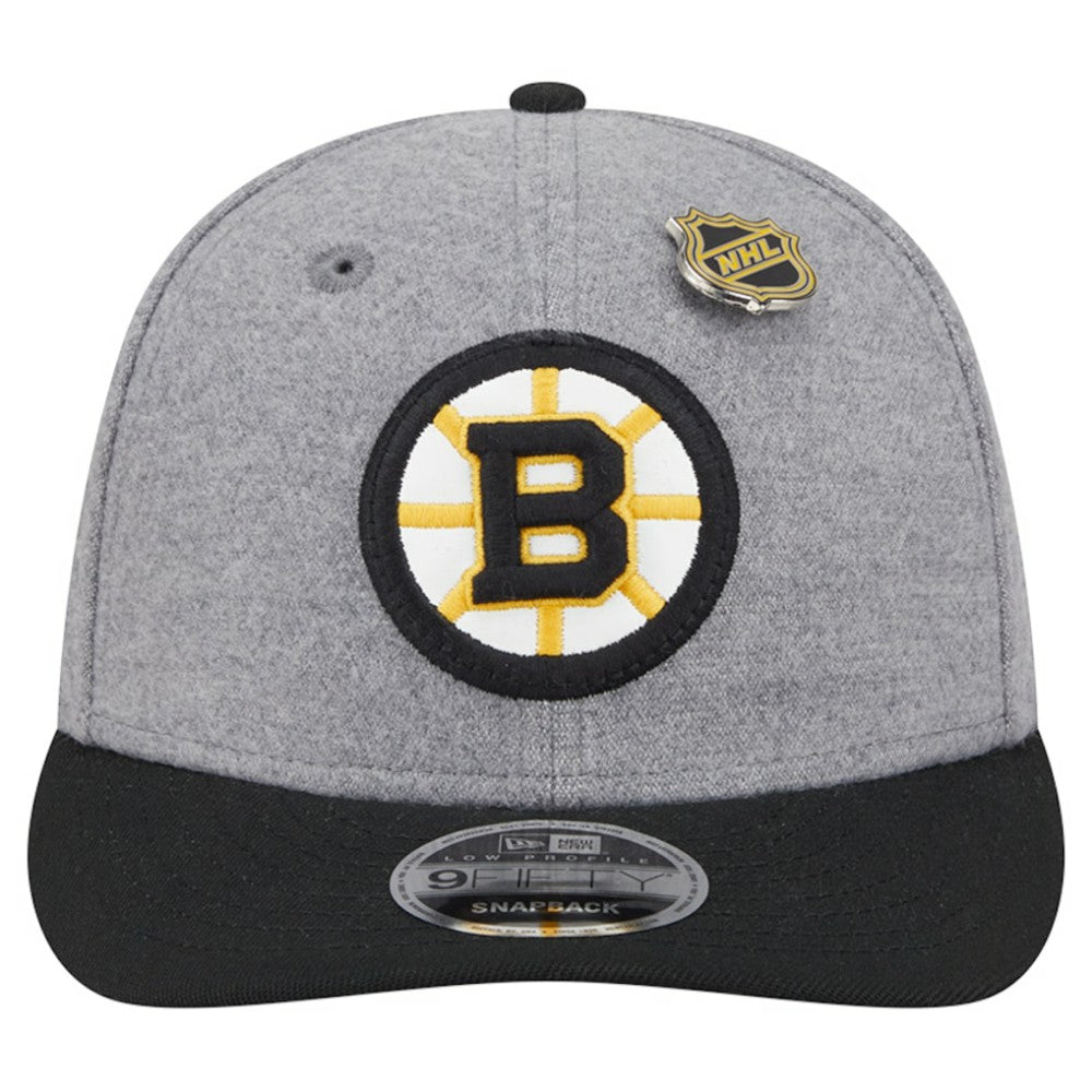 Boston Bruins New Era Wool Pin Low Profile 9FIFTY Snapback Hat - Gray/Black Hats