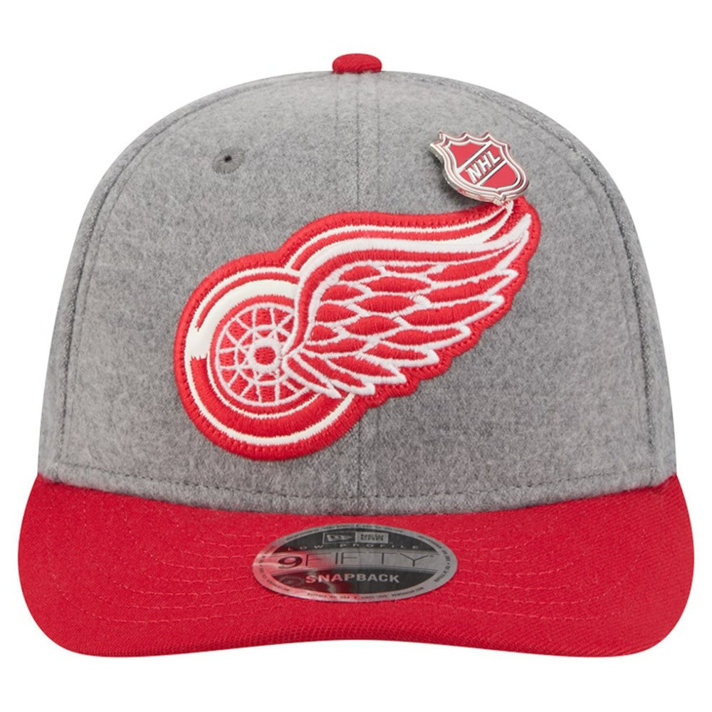 Detroit Red Wings New Era Wool Pin Low Profile 9FIFTY Snapback Hat - Gray/Red Hats