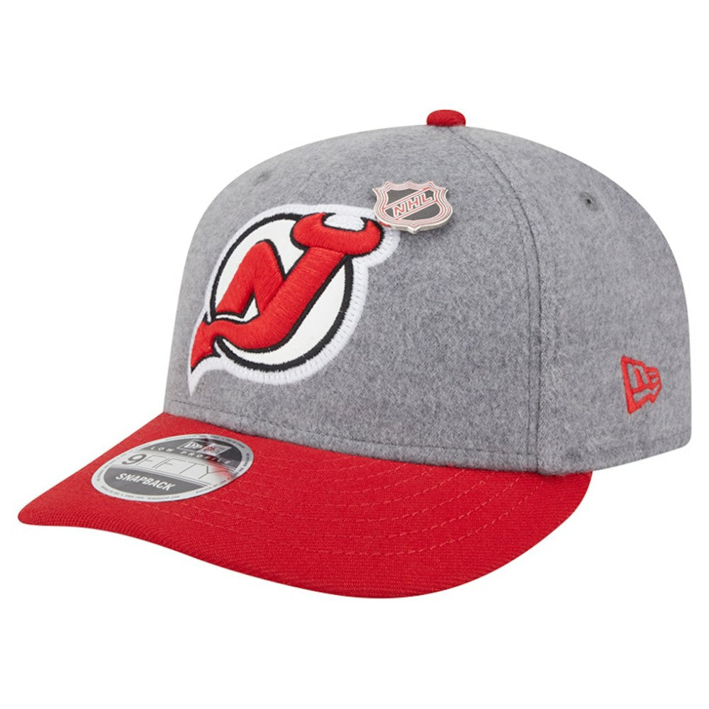 New Jersey Devils New Era Wool Pin Low Profile 9FIFTY Snapback Hat - Gray/Red Jerseys