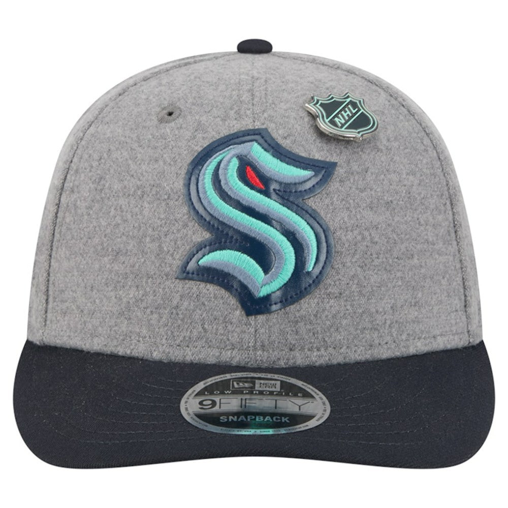 Seattle Kraken New Era Wool Pin Low Profile 9FIFTY Snapback Hat - Gray/Deep Sea Blue Hats