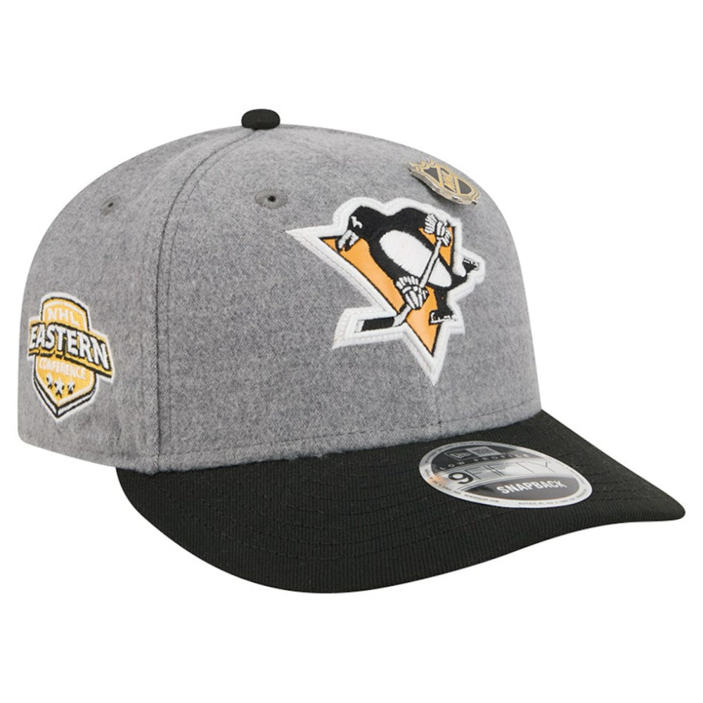 Pittsburgh Penguins New Era Wool Pin Low Profile 9FIFTY Snapback Hat - Gray/Black Hats