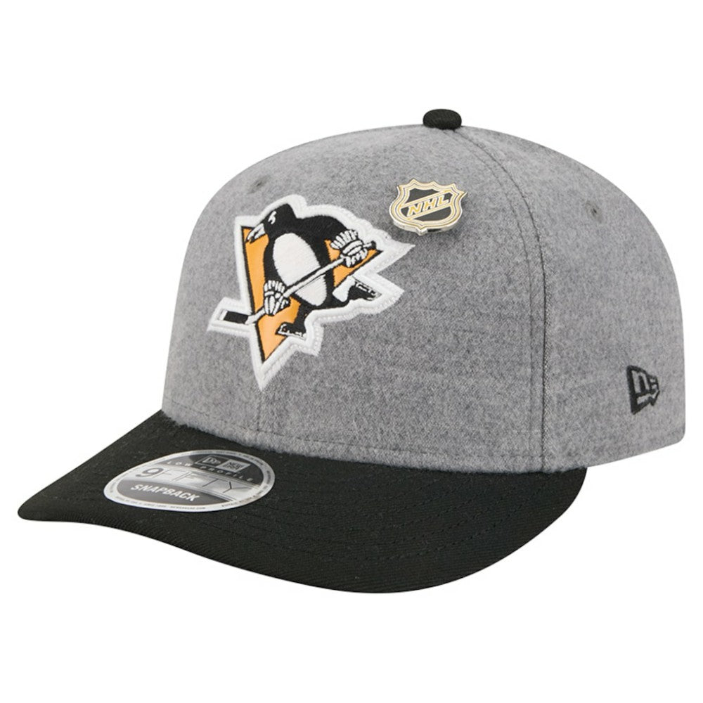 Pittsburgh Penguins New Era Wool Pin Low Profile 9FIFTY Snapback Hat - Gray/Black Hats