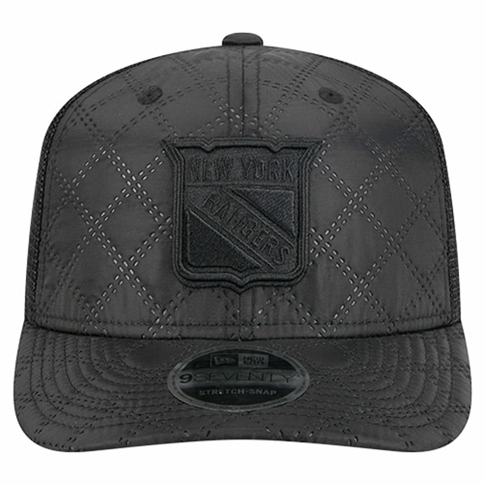 New York Rangers New Era Quilted Nylon 9SEVENTY Adjustable Trucker Hat - Black Hats