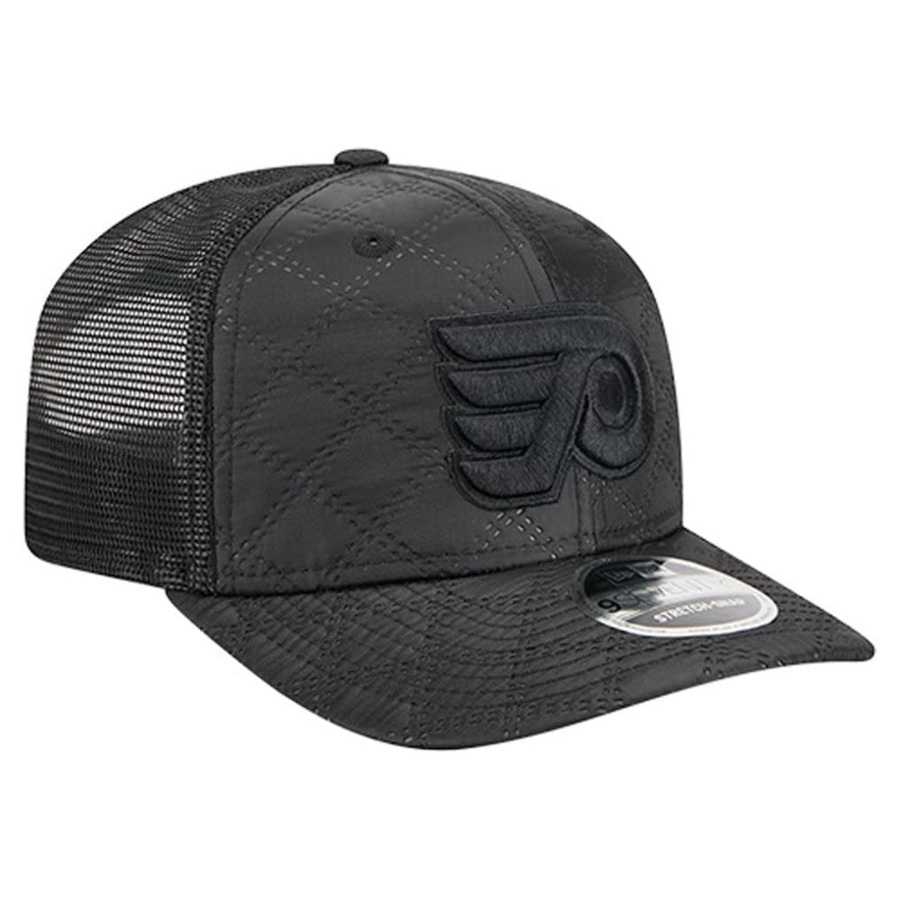 Philadelphia Flyers New Era Quilted Nylon 9SEVENTY Adjustable Trucker Hat - Black Hats