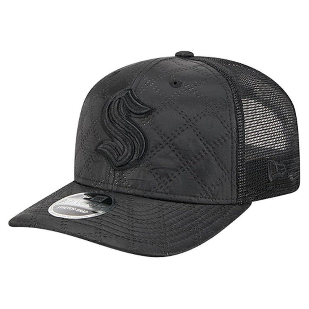 Seattle Kraken New Era Quilted Nylon 9SEVENTY Adjustable Trucker Hat - Black Hats