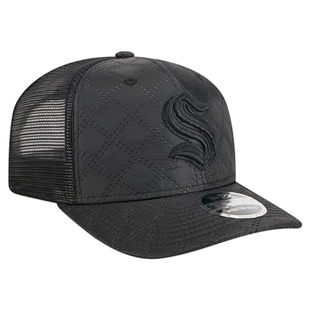 Seattle Kraken New Era Quilted Nylon 9SEVENTY Adjustable Trucker Hat - Black Hats