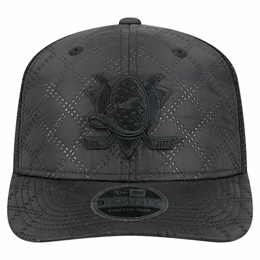 Anaheim Ducks New Era Quilted Nylon 9SEVENTY Adjustable Trucker Hat - Black Hats