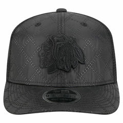 Chicago Blackhawks New Era Quilted Nylon 9SEVENTY Adjustable Trucker Hat - Black Hats