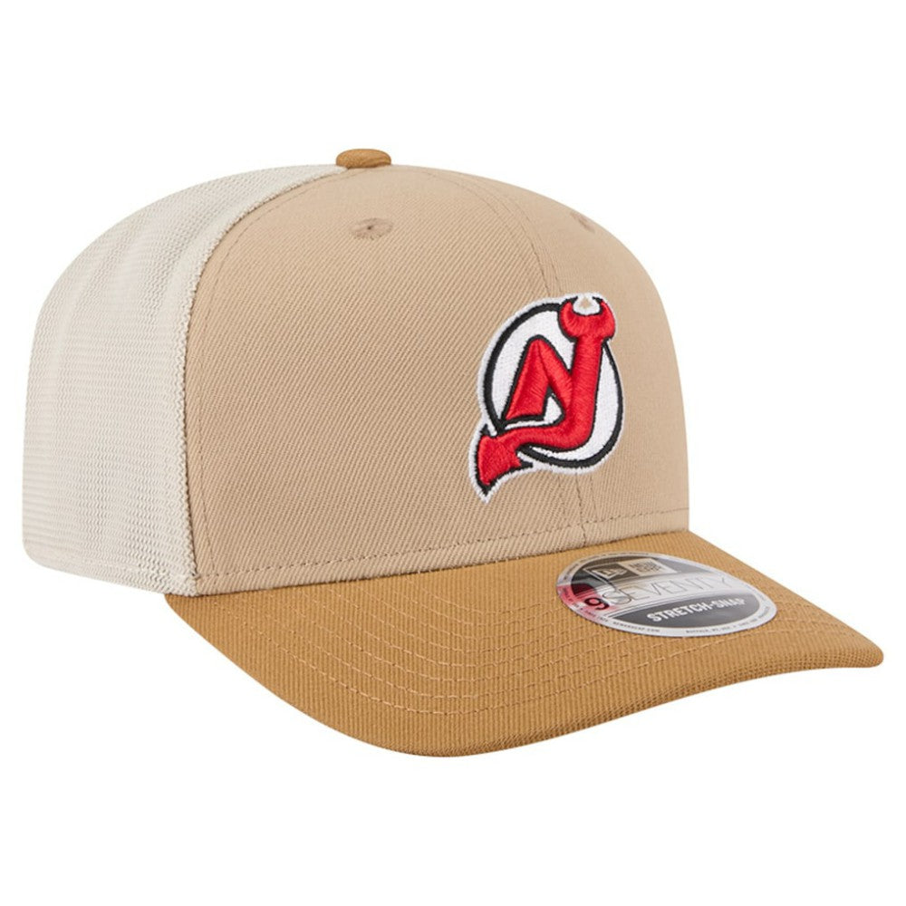 New Jersey Devils New Era Two-Tone Trucker 9SEVENTY Stretch Snap Adjustable Hat - Tan/Light Brown Jerseys