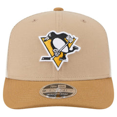 Pittsburgh Penguins New Era Two-Tone Trucker 9SEVENTY Stretch Snap Adjustable Hat - Tan/Light Brown Hats