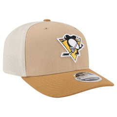 Pittsburgh Penguins New Era Two-Tone Trucker 9SEVENTY Stretch Snap Adjustable Hat - Tan/Light Brown Hats