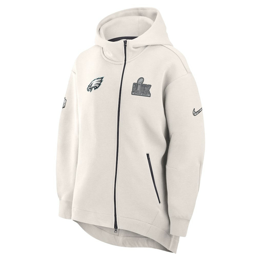 Philadelphia Eagles Women's Super Bowl LIX Opening Night Tech Fleece Full-Zip Hoodie - Cream cheap