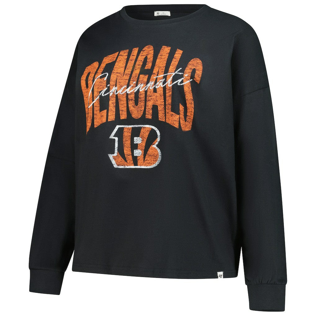 Cincinnati Bengals '47 Women's Plus Size Muse Sydney Long Sleeve T-Shirt - Black sale