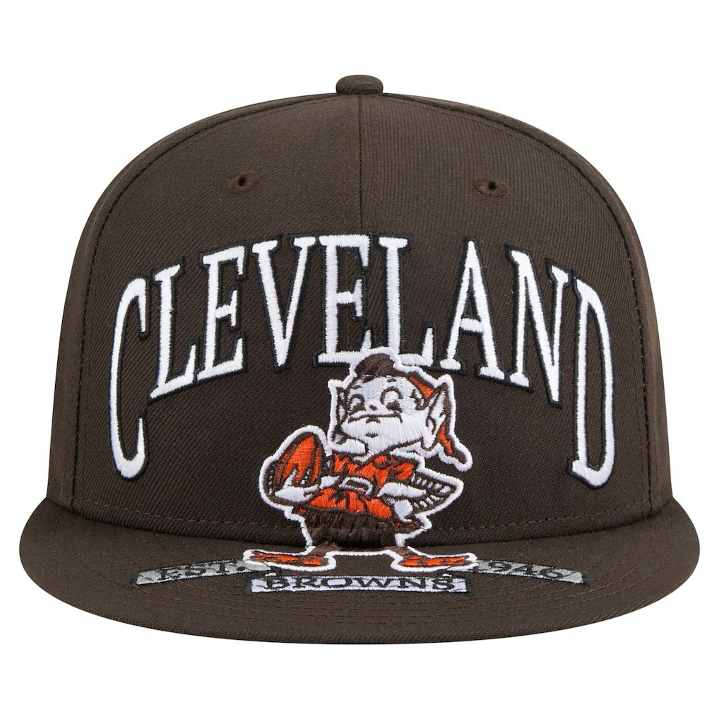 Cleveland Browns New Era Throwback Oversized 59FIFTY Fitted Hat - Brown cheap