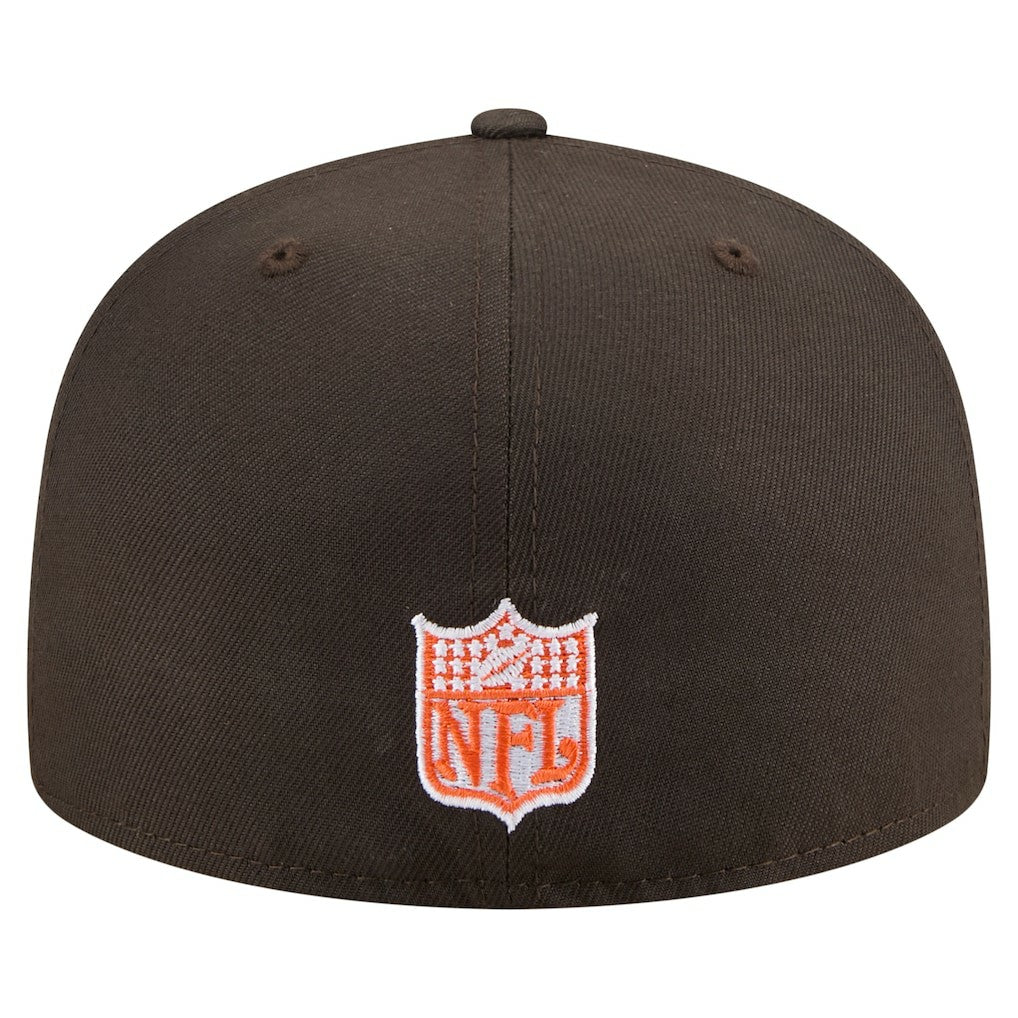 Cleveland Browns New Era Throwback Oversized 59FIFTY Fitted Hat - Brown cheap
