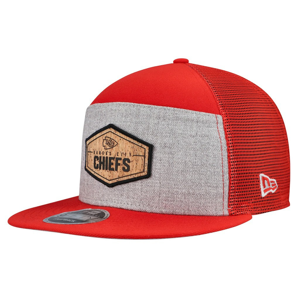 Kansas City Chiefs New Era Cork Split Panel 9FIFTY Trucker Snapback Hat - Gray/Red cheap
