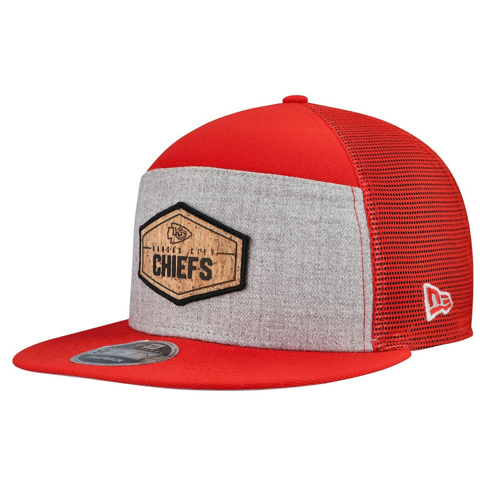 Kansas City Chiefs New Era Cork Split Panel 9FIFTY Trucker Snapback Hat - Gray/Red cheap