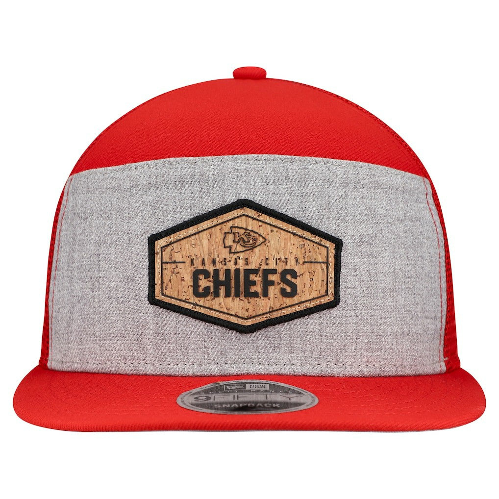 Kansas City Chiefs New Era Cork Split Panel 9FIFTY Trucker Snapback Hat - Gray/Red cheap