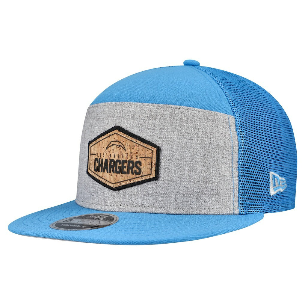 Los Angeles Chargers New Era Cork Split Panel 9FIFTY Trucker Snapback Hat - Gray/Powder Blue outlet