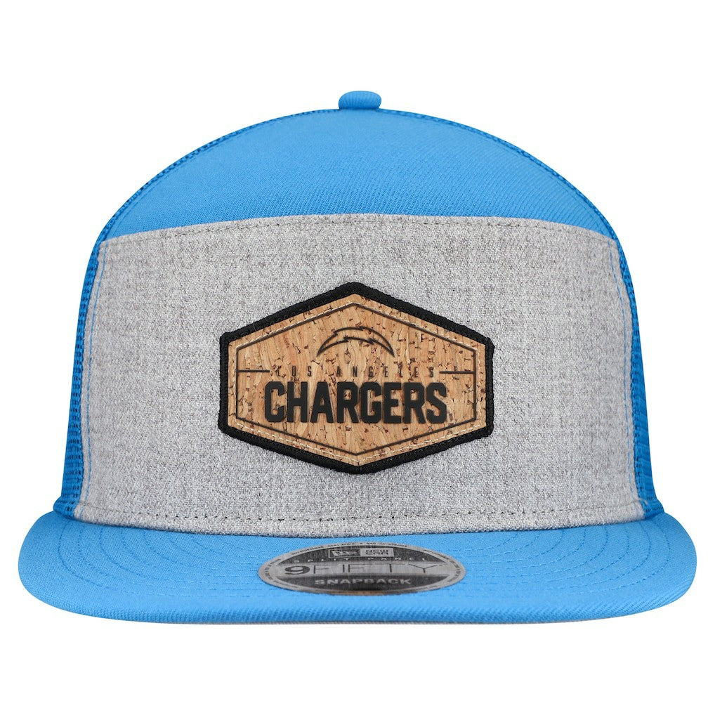 Los Angeles Chargers New Era Cork Split Panel 9FIFTY Trucker Snapback Hat - Gray/Powder Blue outlet