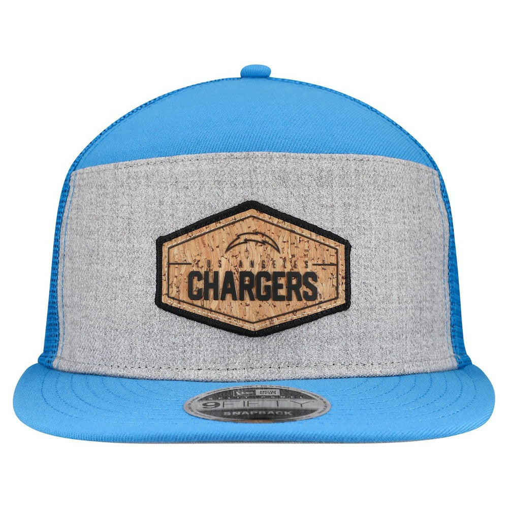 Los Angeles Chargers New Era Cork Split Panel 9FIFTY Trucker Snapback Hat - Gray/Powder Blue outlet