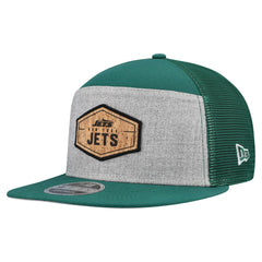 New York Jets New Era Cork Split Panel 9FIFTY Trucker Snapback Hat - Gray/Green discount