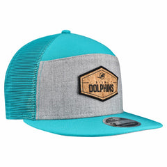 Miami Dolphins New Era Cork Split Panel 9FIFTY Trucker Snapback Hat - Gray/Aqua on sale