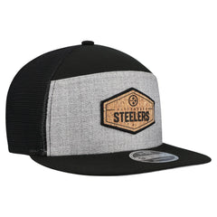 Pittsburgh Steelers New Era Cork Split Panel 9FIFTY Trucker Snapback Hat - Gray/Black discount