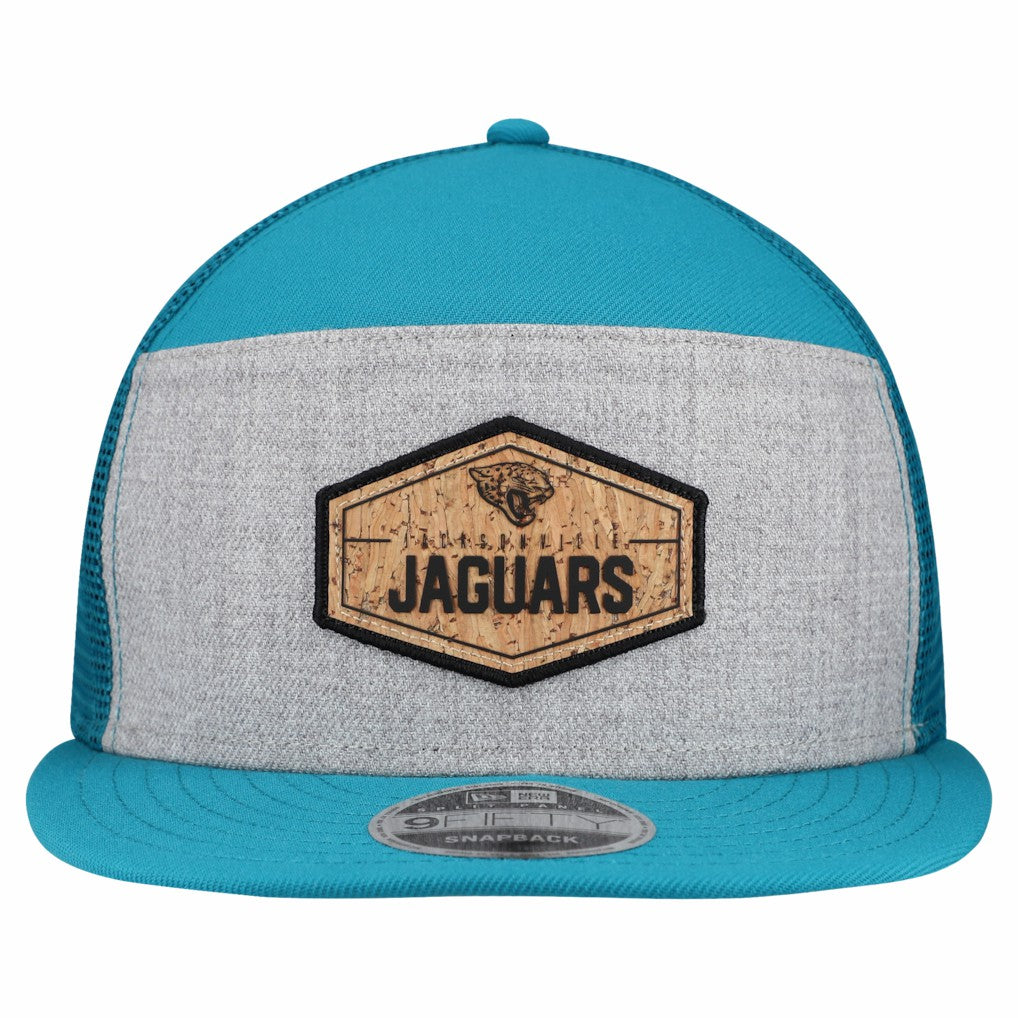 Jacksonville Jaguars New Era Cork Split Panel 9FIFTY Trucker Snapback Hat - Gray/Teal online
