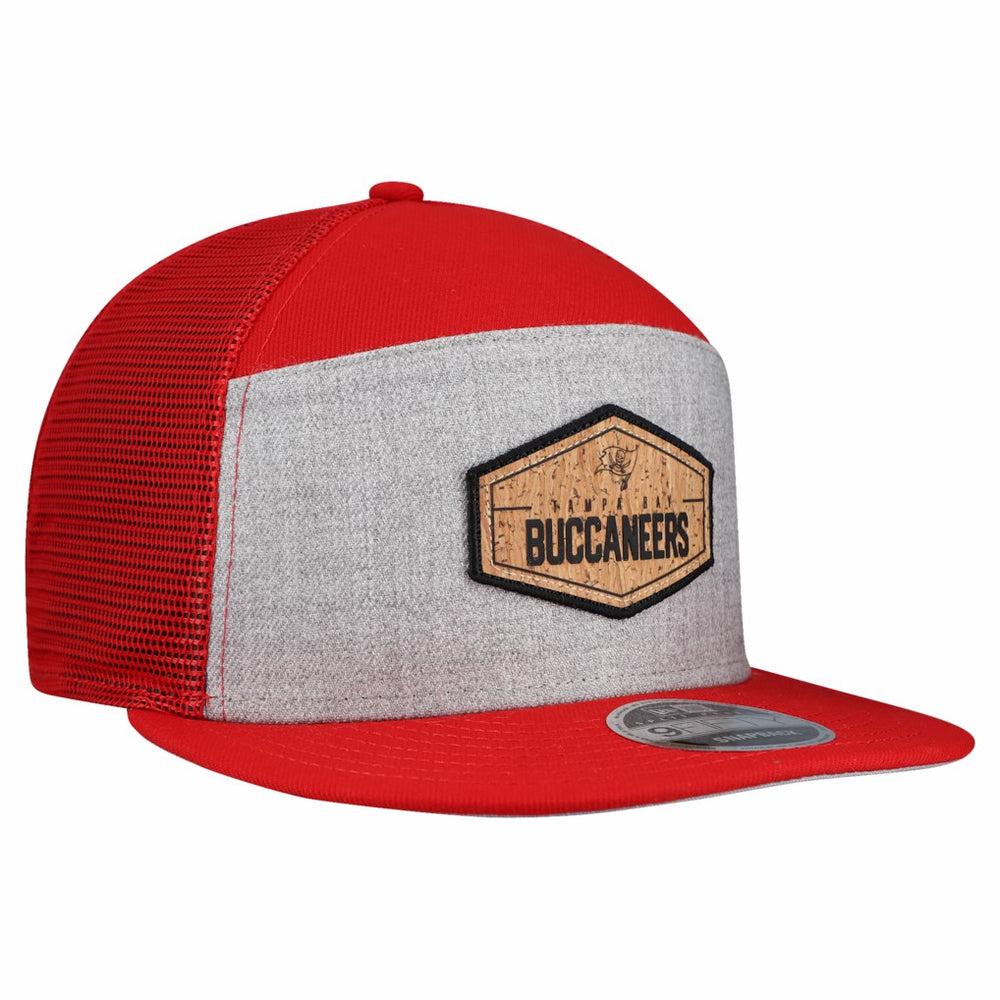 Tampa Bay Buccaneers New Era Cork Split Panel 9FIFTY Trucker Snapback Hat - Gray/Red discount