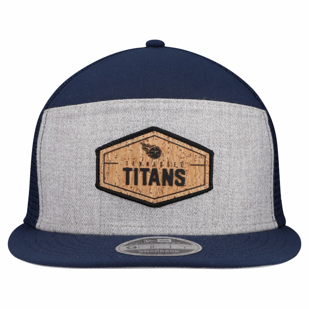 Tennessee Titans New Era Cork Split Panel 9FIFTY Trucker Snapback Hat - Gray/Navy sale
