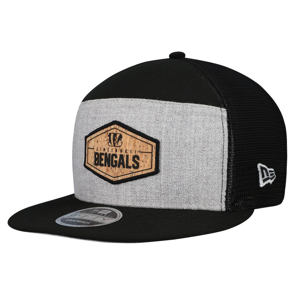 Cincinnati Bengals New Era Cork Split Panel 9FIFTY Trucker Snapback Hat - Gray/Black for sale