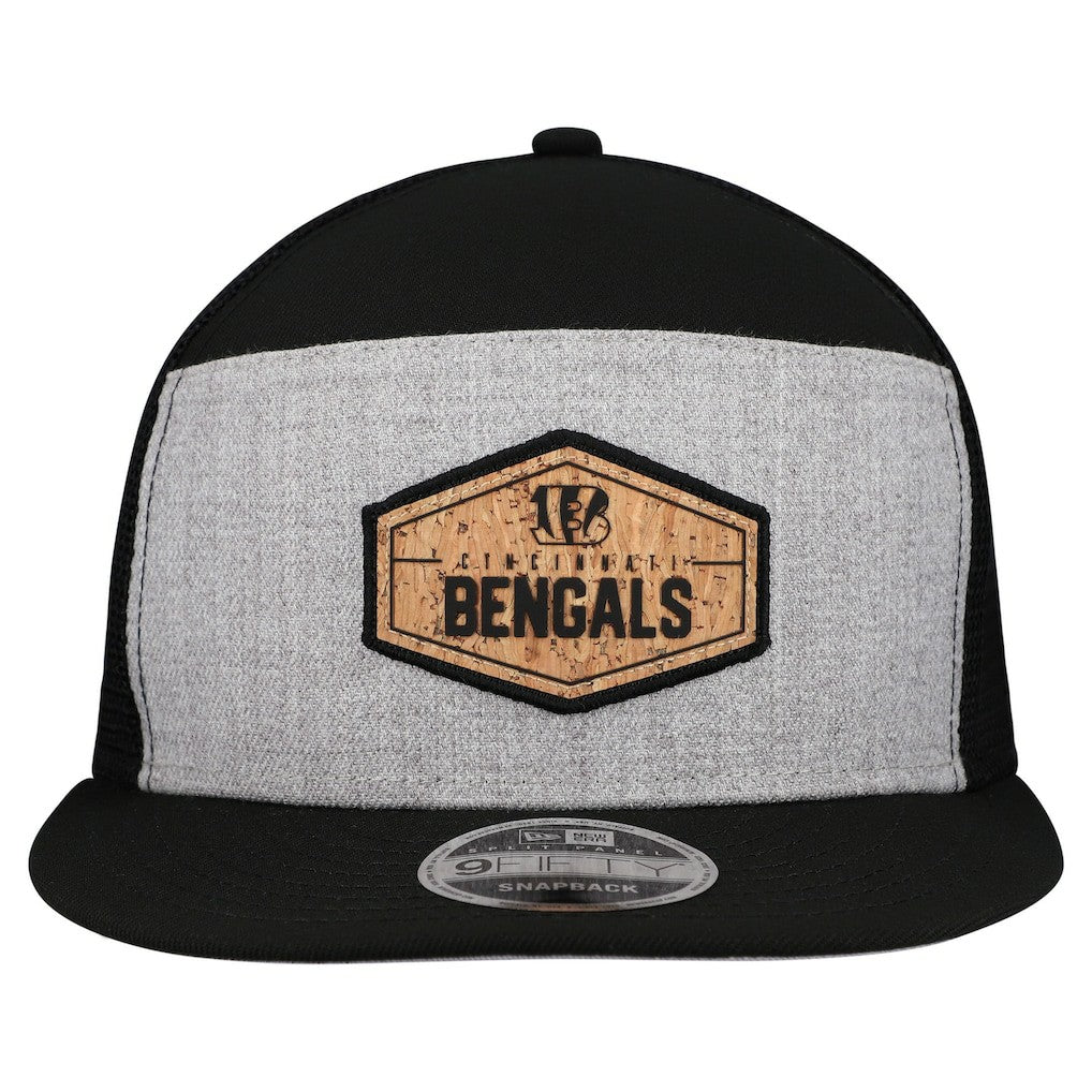 Cincinnati Bengals New Era Cork Split Panel 9FIFTY Trucker Snapback Hat - Gray/Black for sale