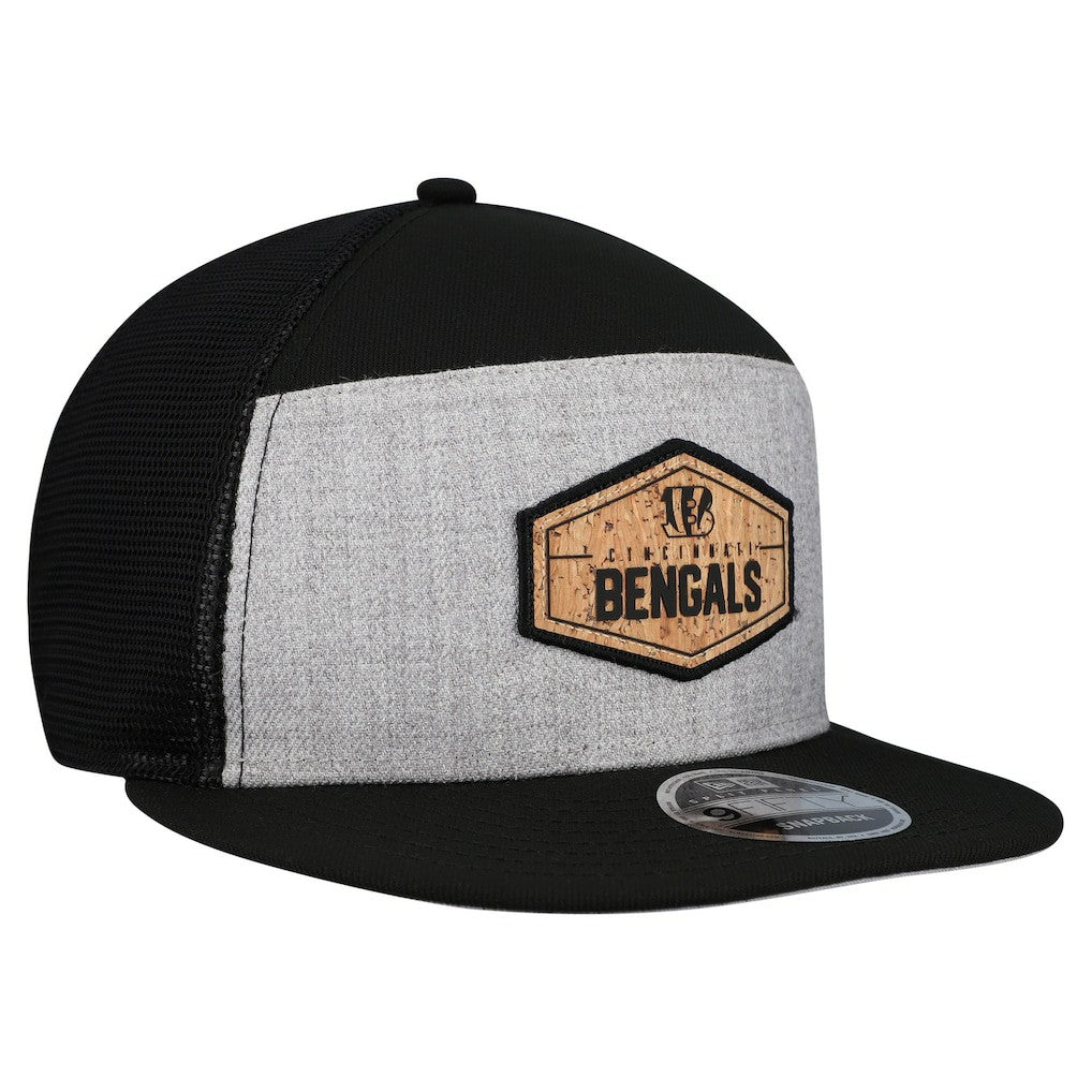Cincinnati Bengals New Era Cork Split Panel 9FIFTY Trucker Snapback Hat - Gray/Black for sale