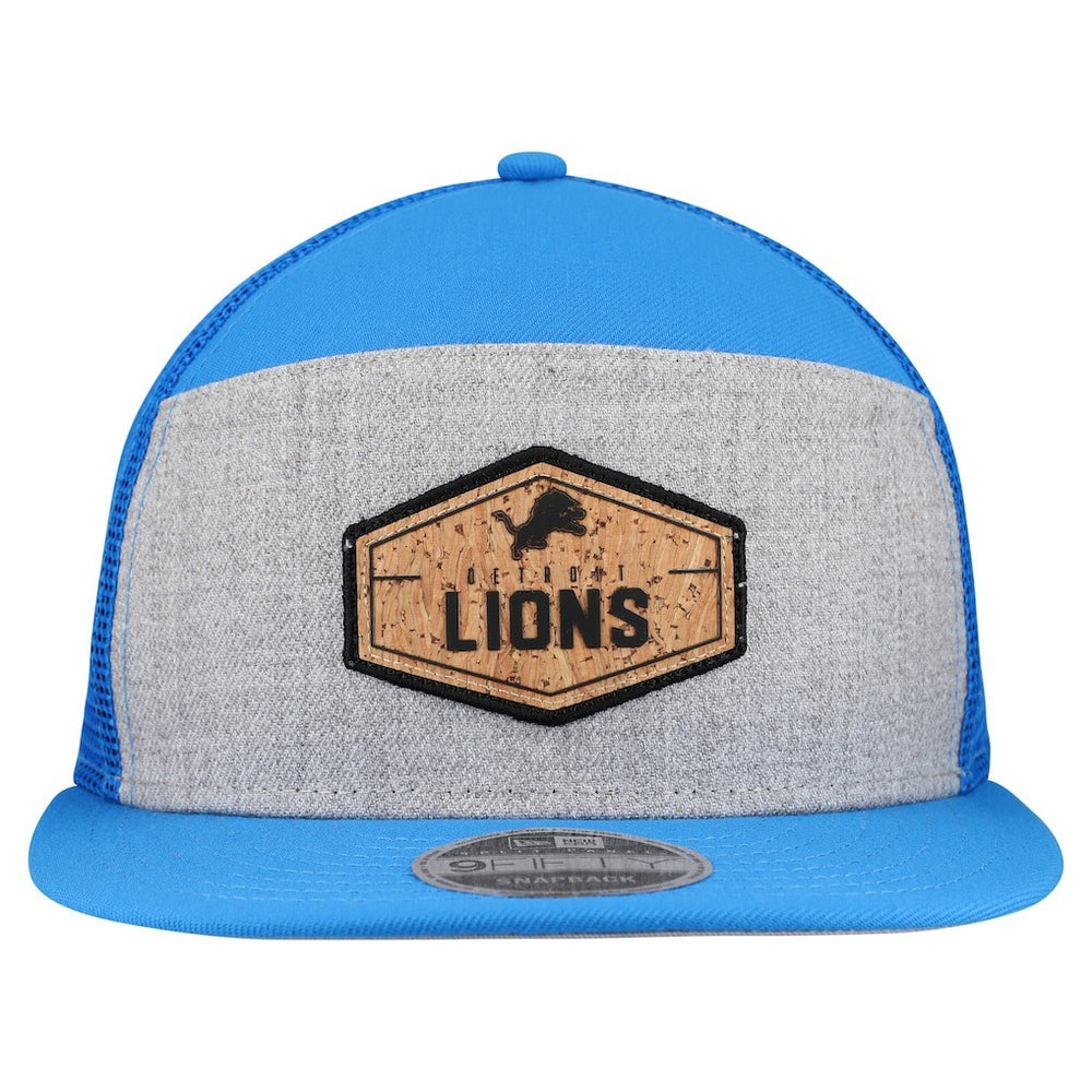 Detroit Lions New Era Cork Split Panel 9FIFTY Trucker Snapback Hat - Gray/Blue on sale