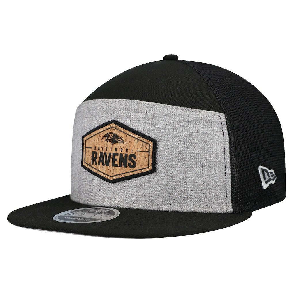 Baltimore Ravens New Era Cork Split Panel 9FIFTY Trucker Snapback Hat - Gray/Black cheap