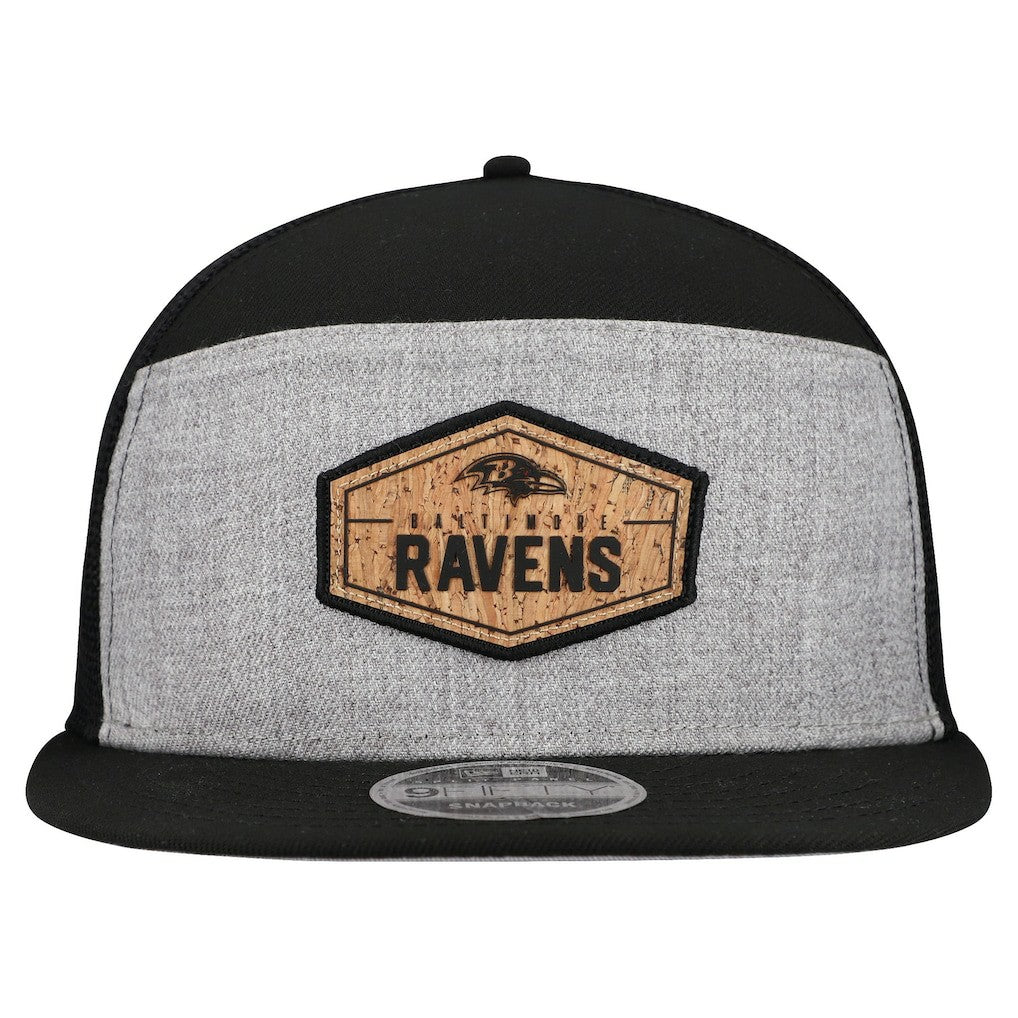 Baltimore Ravens New Era Cork Split Panel 9FIFTY Trucker Snapback Hat - Gray/Black cheap