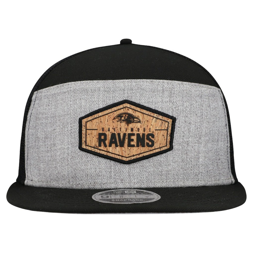 Baltimore Ravens New Era Cork Split Panel 9FIFTY Trucker Snapback Hat - Gray/Black cheap